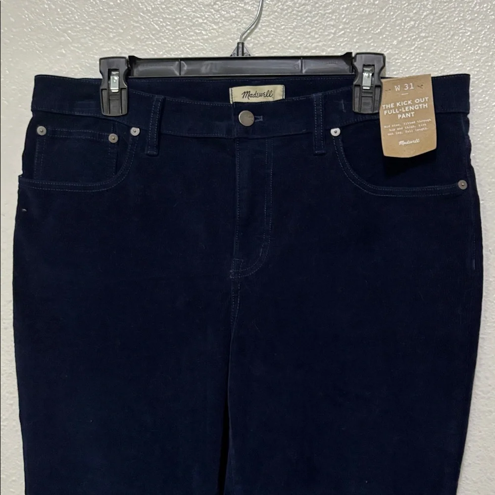 Madewell Women Corduroy Pants Straight Leg Dark Blue Kick out Sz 31 New Midrise - Picture 1 of 14